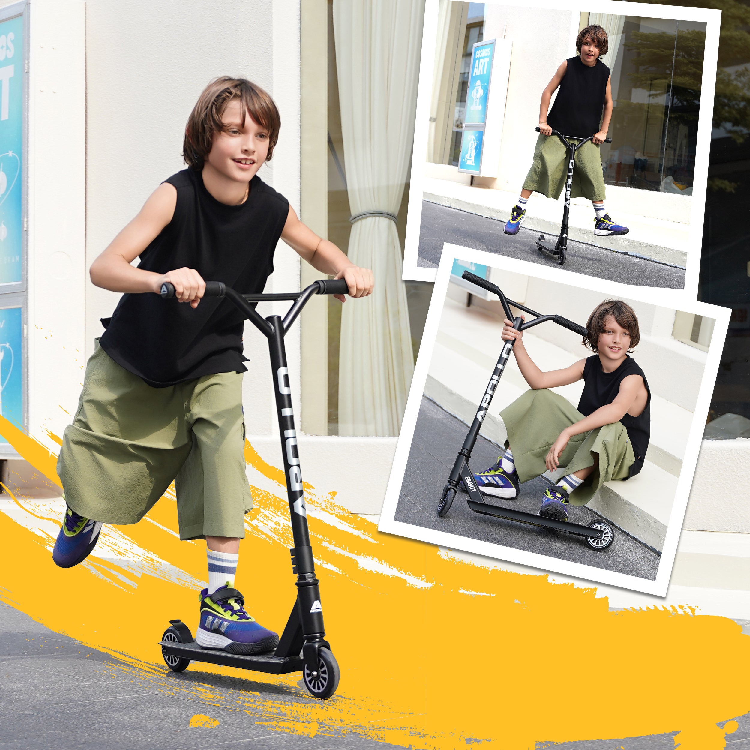 Apollo Stunt Scooter Gravity - Zabawkowa hulajnoga dla dzieci i nastolatków Czarny Zielony
