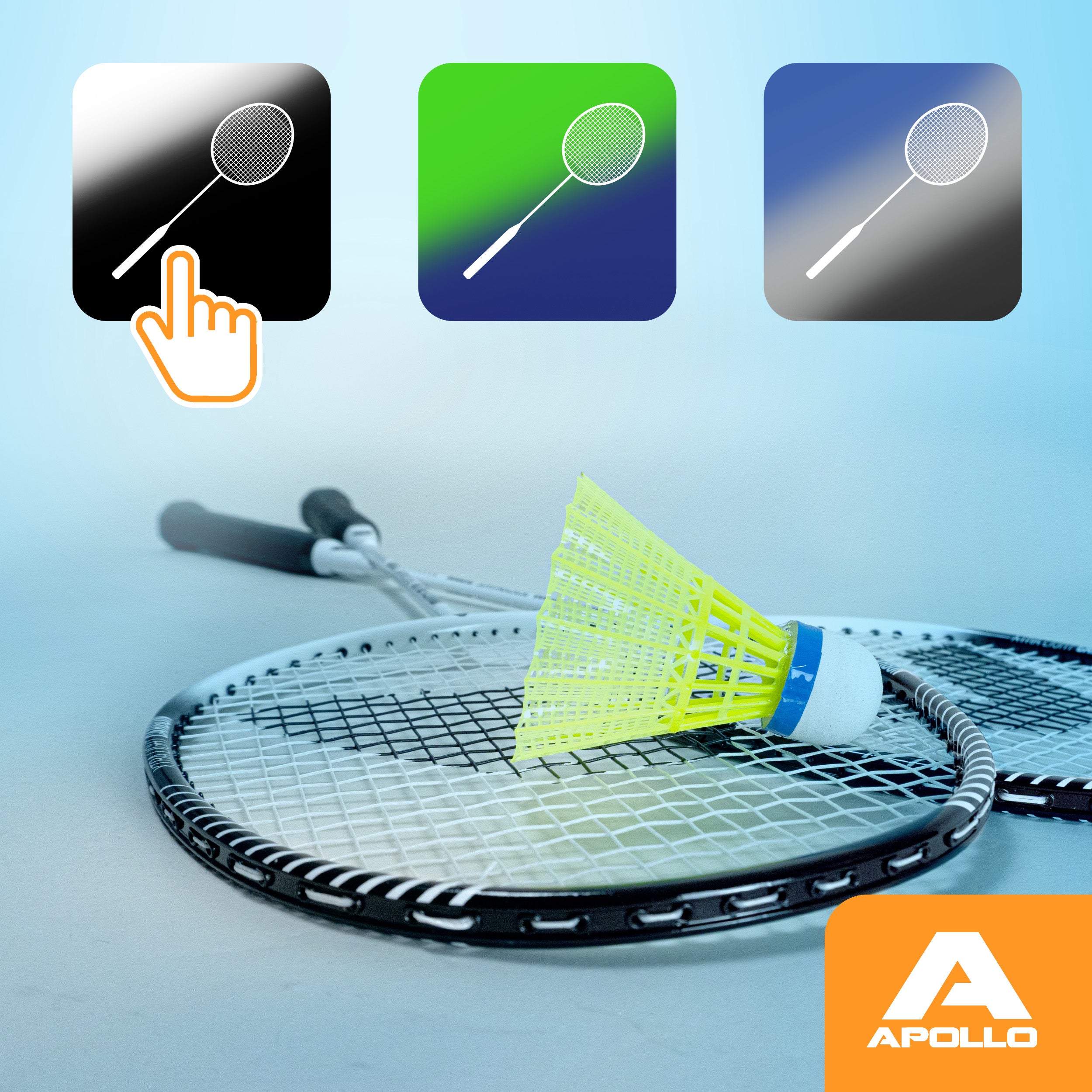 Apollo - Zestaw do badmintona Match Pro 800 – w zestawie: torba, 2 rakiety, lotki - Biały Czarny