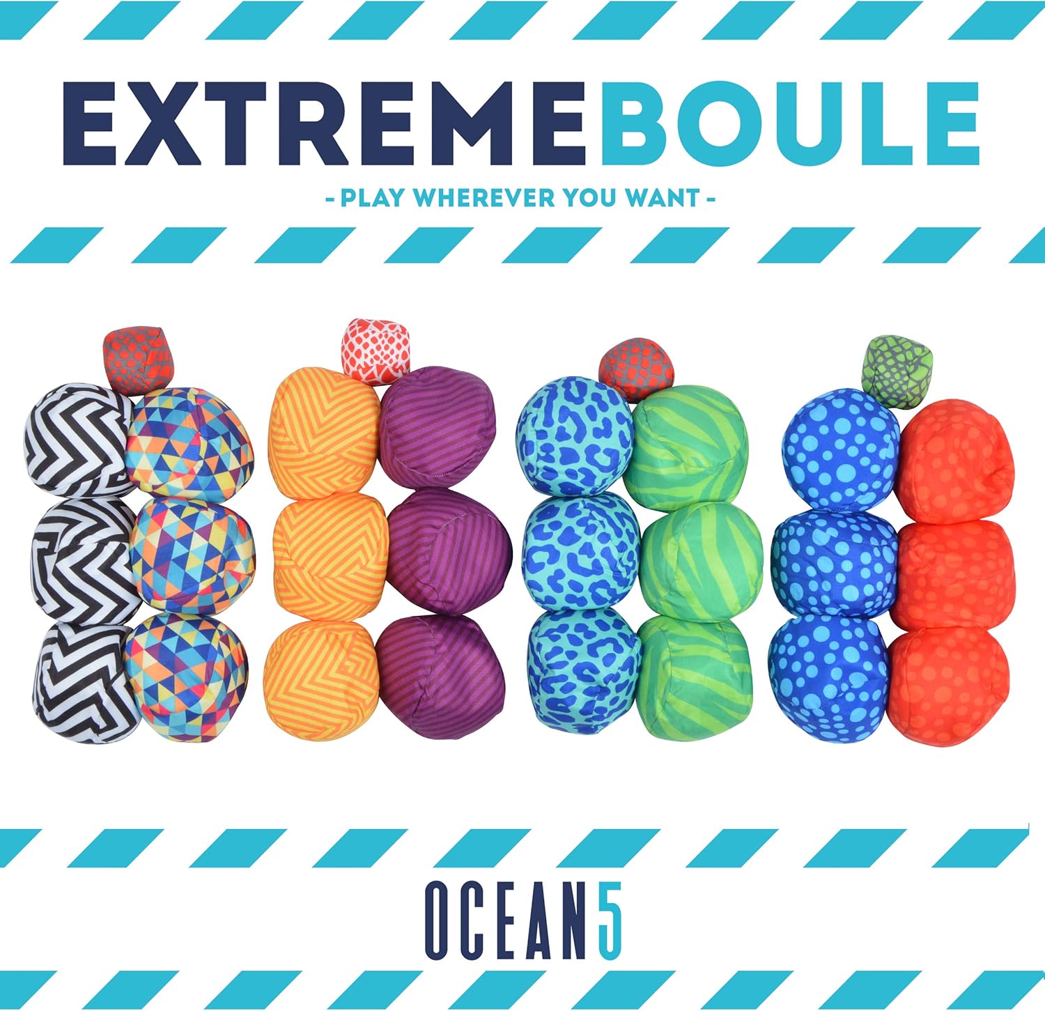Apollo Funsport PL - Ocean 5 Extreme Boule – Zestaw miękkich bouli - Dots - Kolor: czerwony niebieski