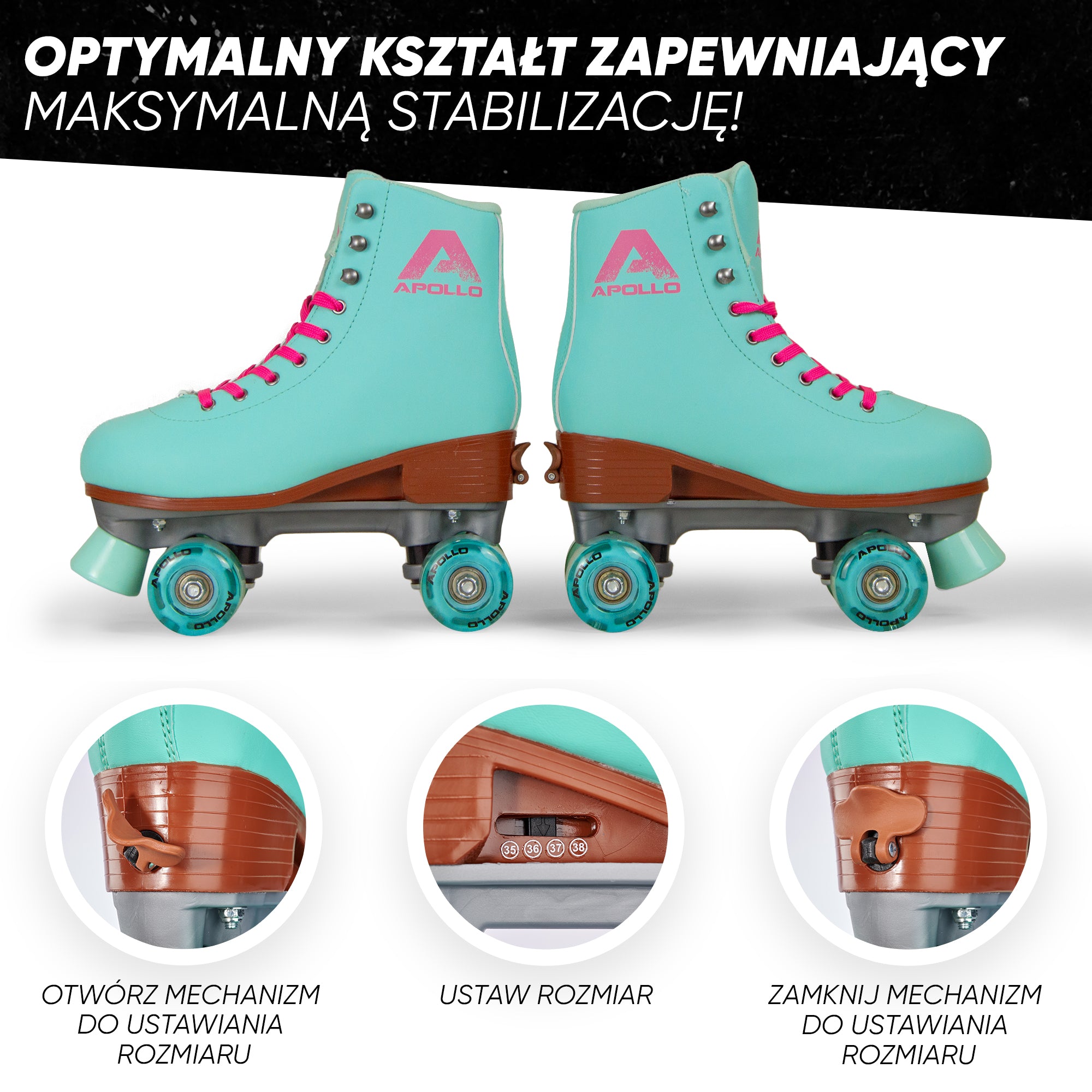 Apollo - Classic Roller wrotki dla dzieci i dorosłych - Lagoon LED - L (39-42)