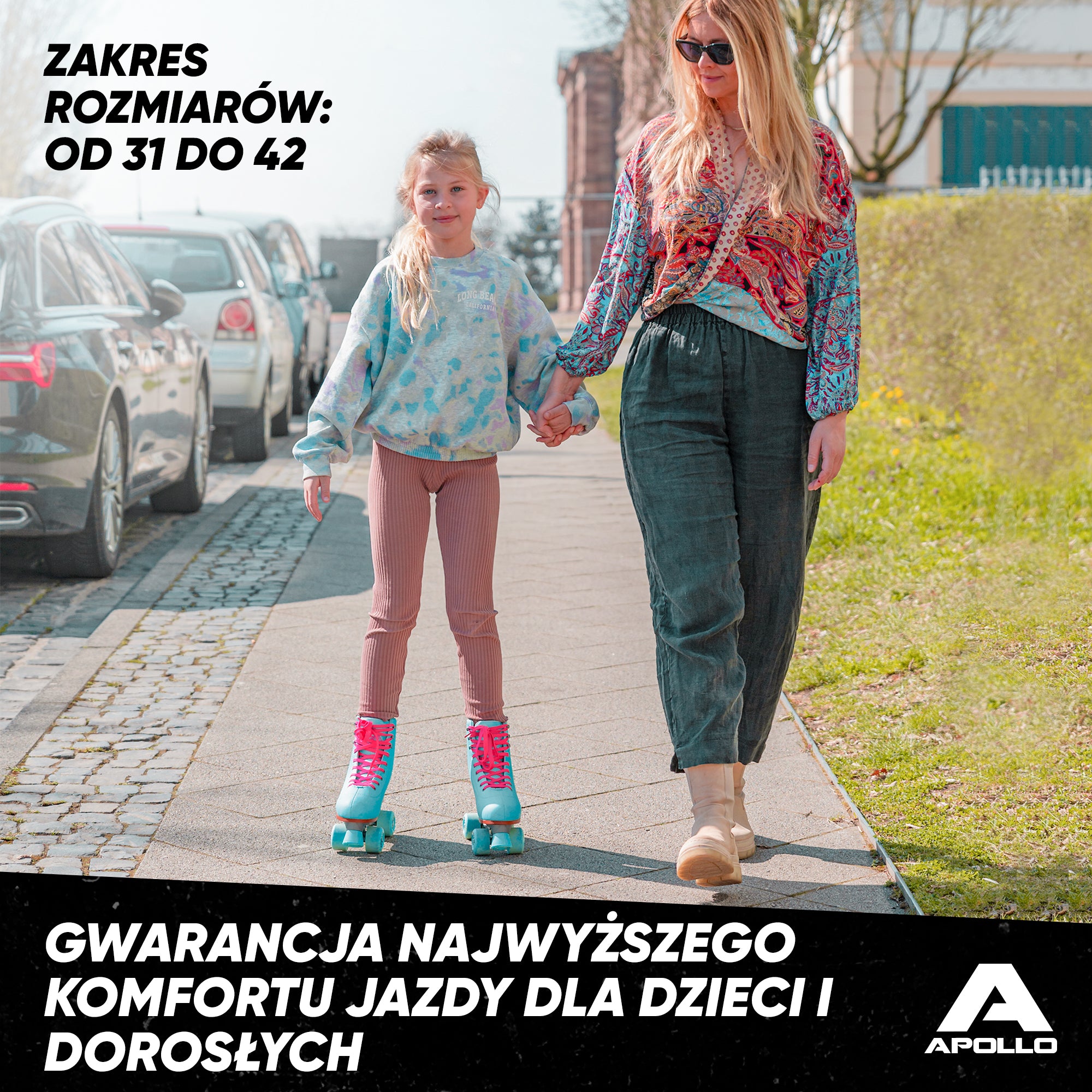 Apollo - Classic Roller wrotki dla dzieci i dorosłych - Lagoon LED - L (39-42)