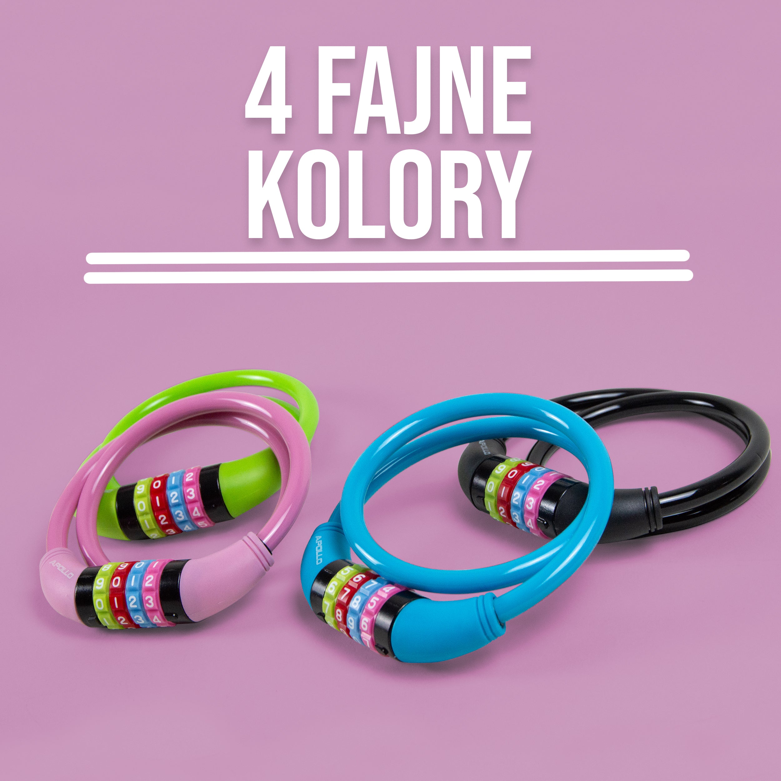 Apollo - Zapięcie rowerowe na kod dla dzieci, 10x650 mm, zamek na hulajnogę, zamek na szyfr - Niebieski