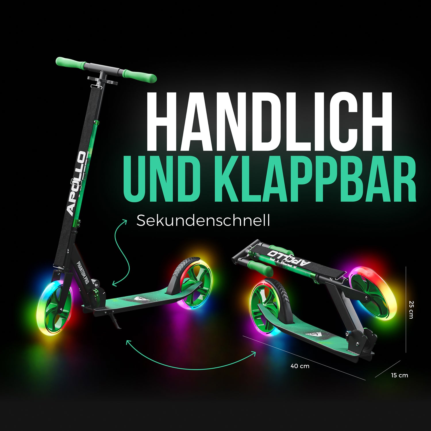 Apollo - City Scooter - Phantom Pro LED - Meteor - 200 mm Wheels - von Apollo -