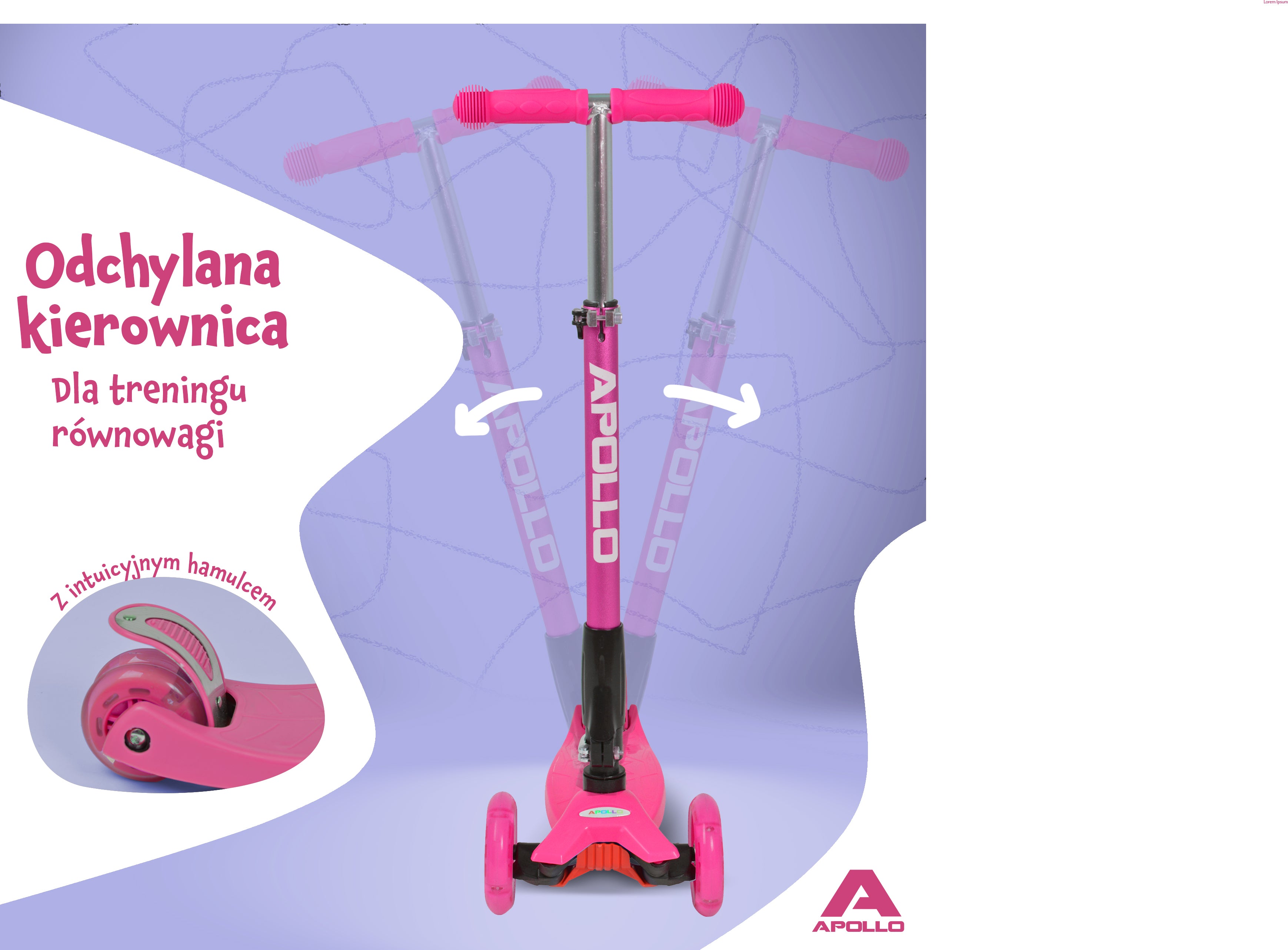 Apollo - Hulajnoga dla dzieci Apollo LED - w różnych kolorach - Różowy