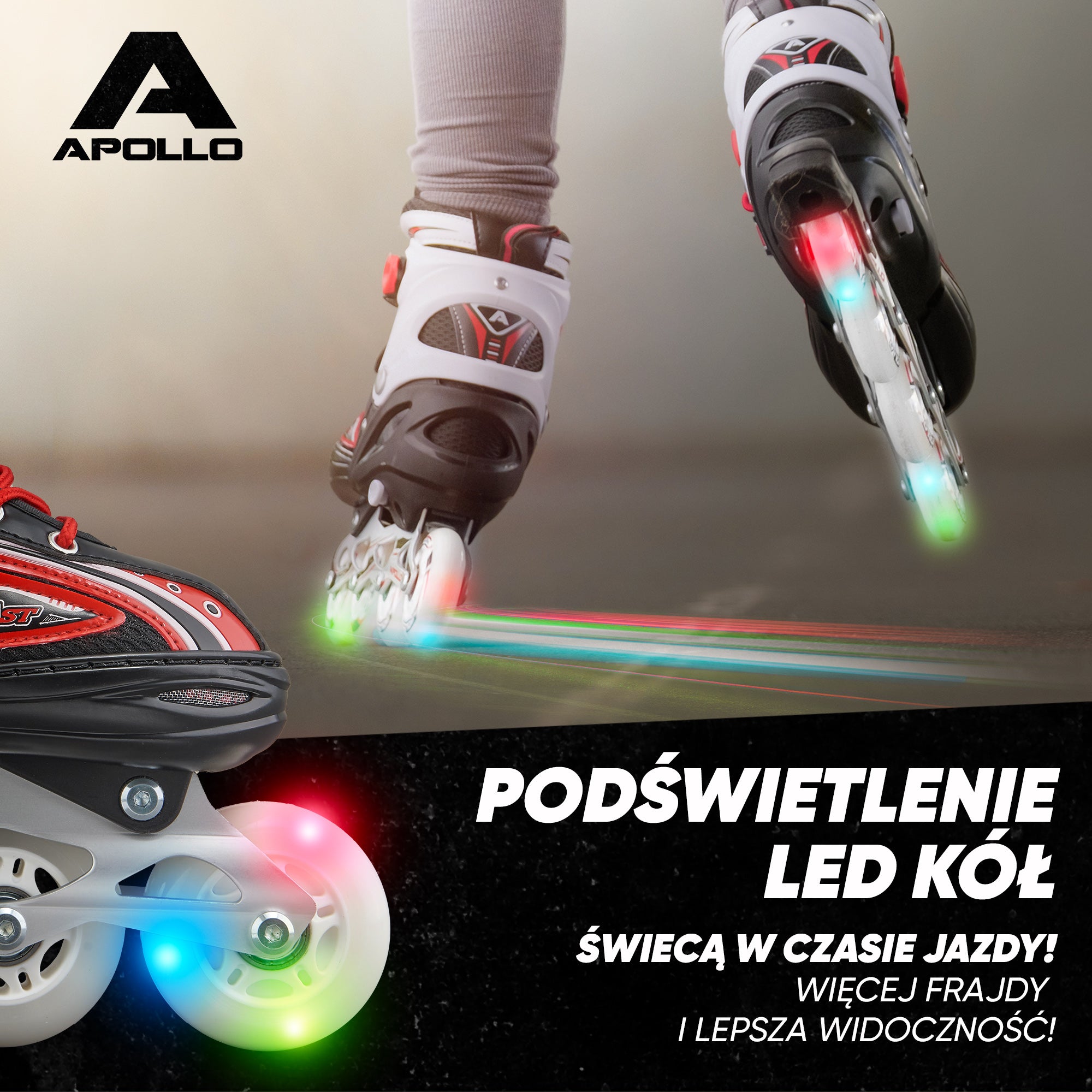 Apollo - Super Blade - Regulowane rolki - czerwony - L (39-42)