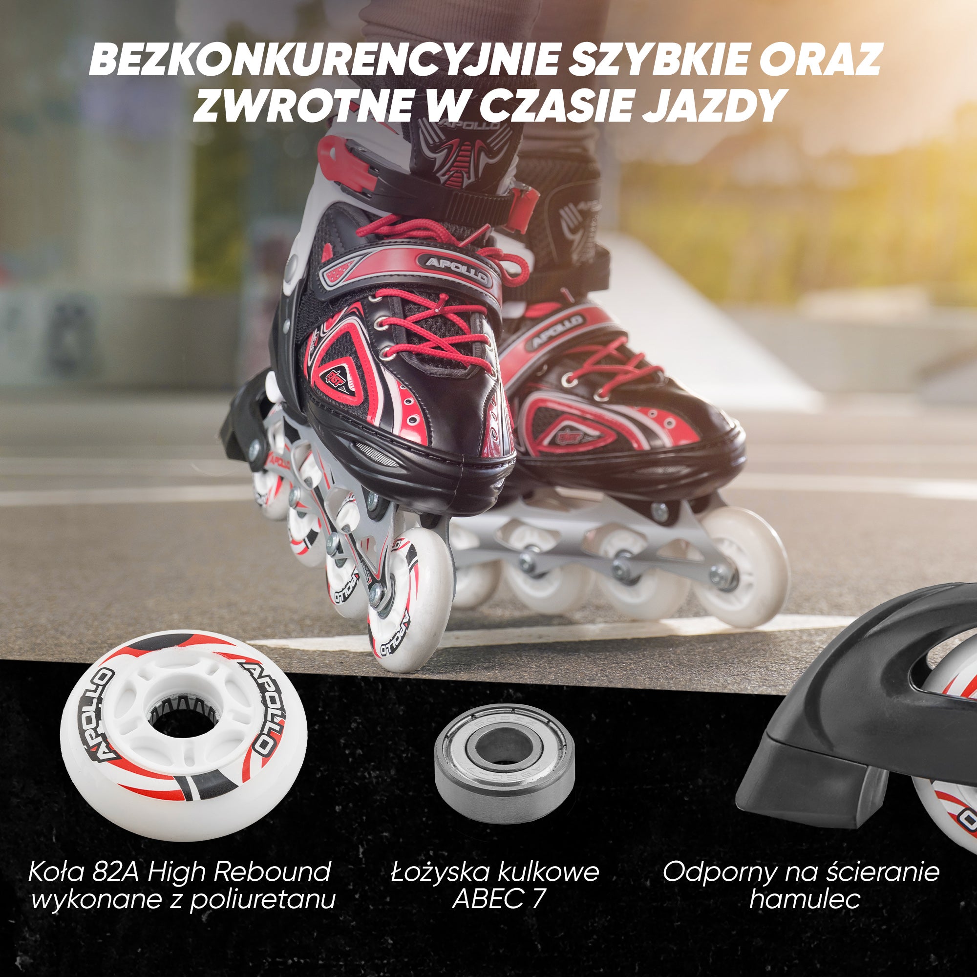 Apollo - Super Blade - Regulowane rolki - czerwony - L (39-42)