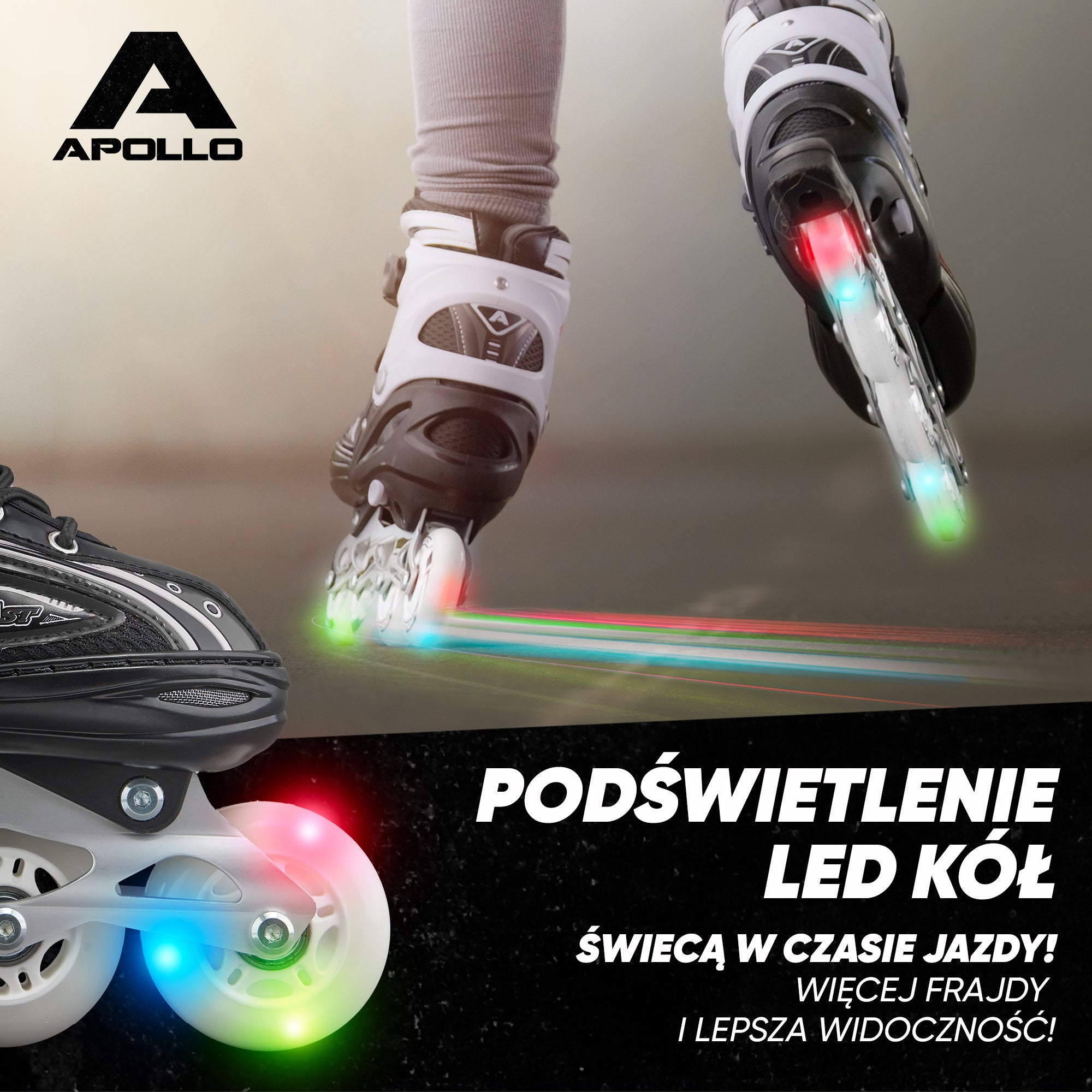 Apollo - Super Blade - Regulowane rolki - czarny - L (39-42)