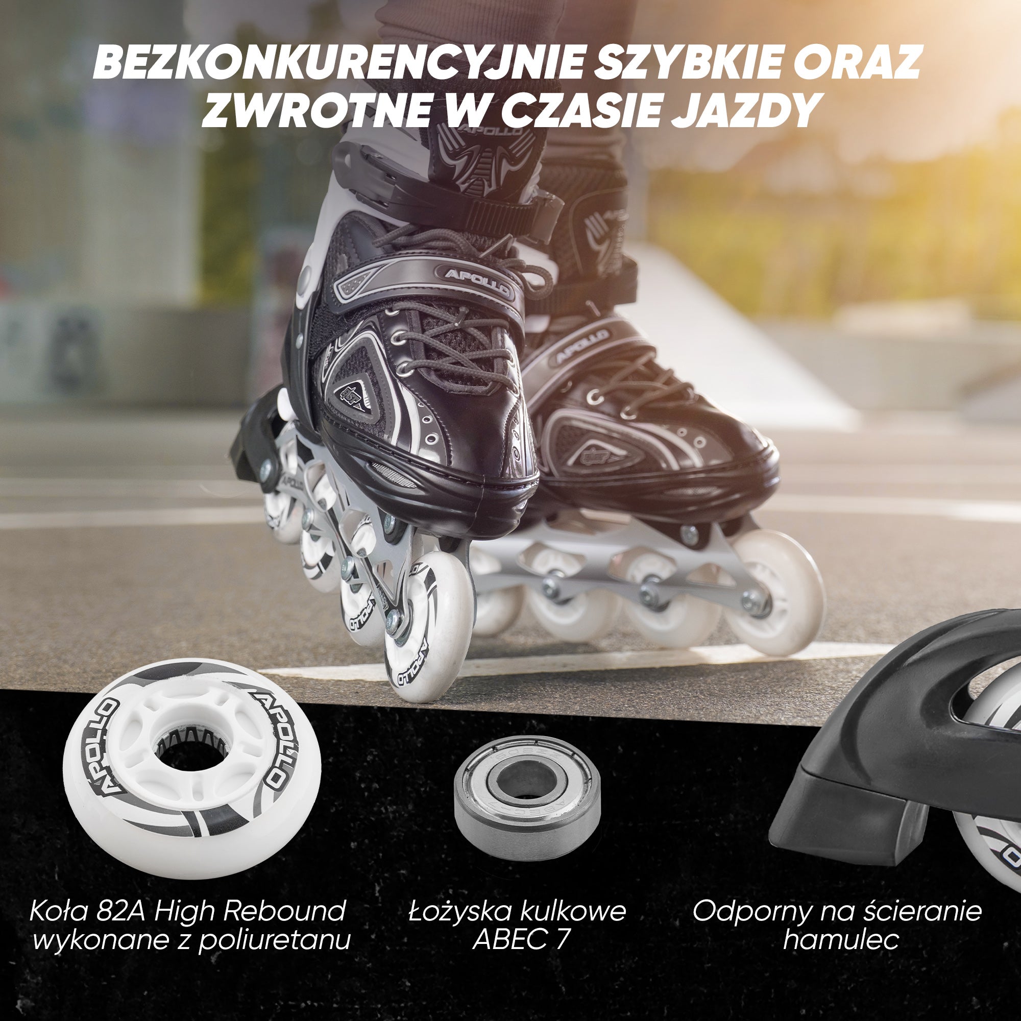 Apollo - Super Blade - Regulowane rolki - czarny - L (39-42)
