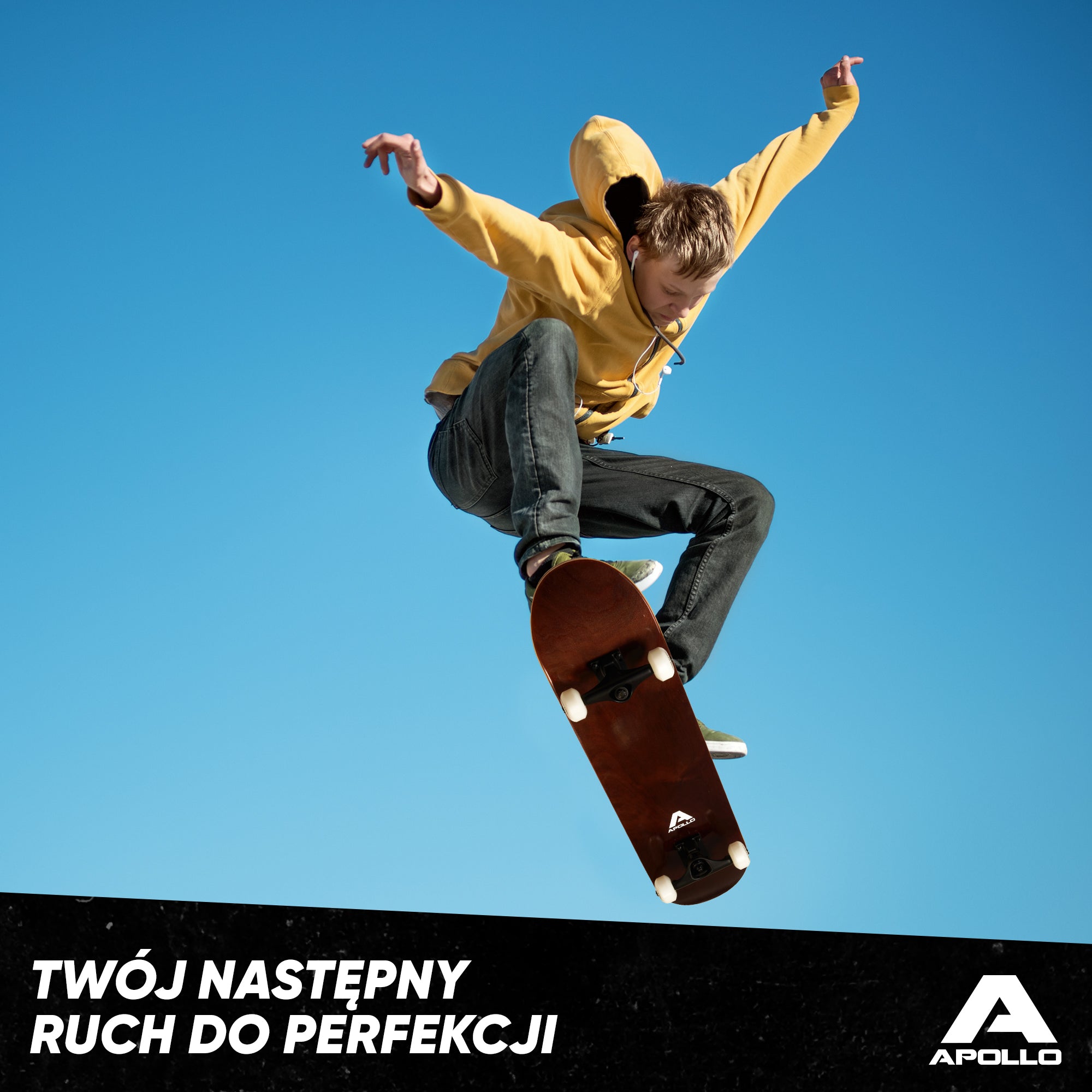 Apollo - Skateboard - "Plain Wood" - 7-warstwowa drewniana deska kompletna z łożyskami ABEC 7 - Wood