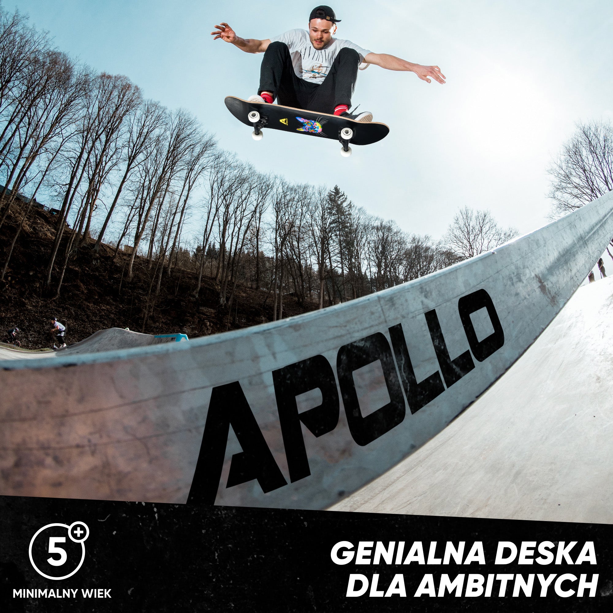 Apollo - Skateboard - "Cat" - 7-warstwowa drewniana deska kompletna z łożyskami ABEC 7 -