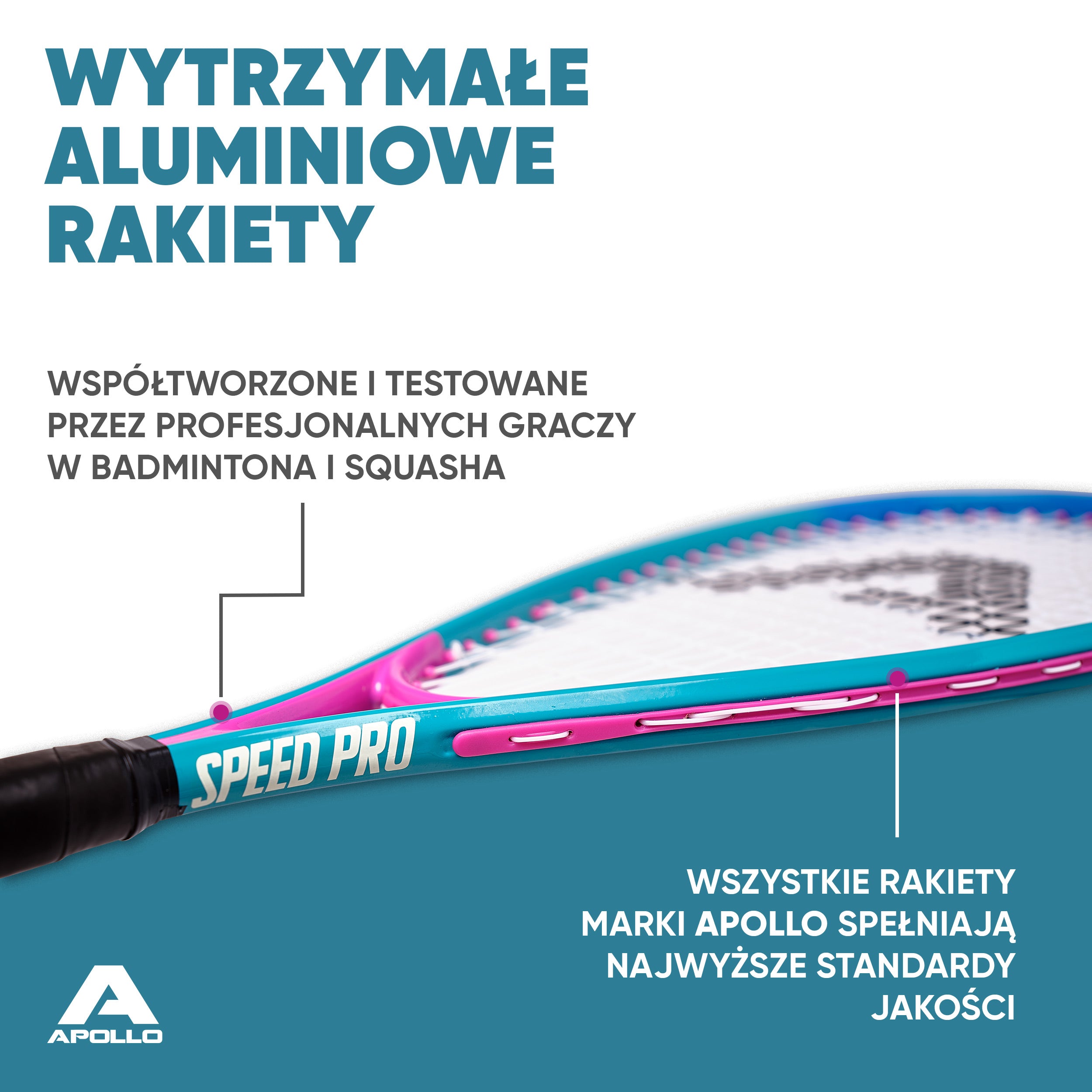 Apollo - Zestaw do speed badmintona - w tym torba, 2 rakiety, lotki - Niebieski Różowy