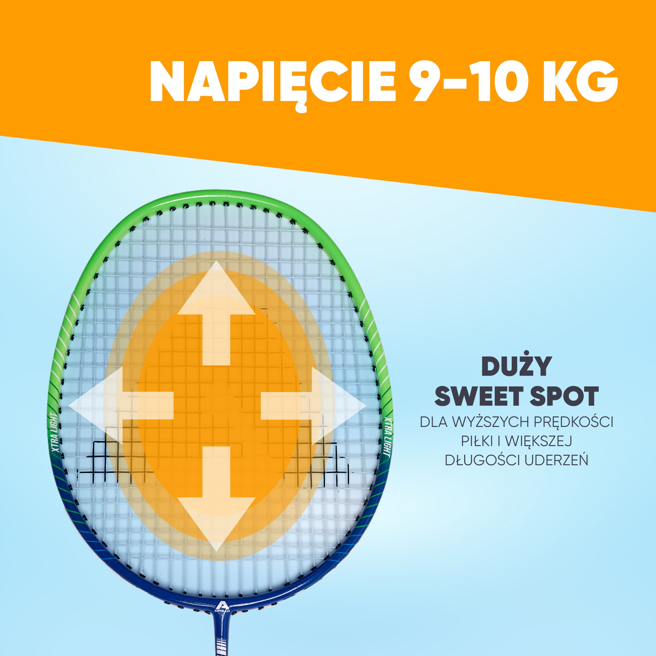 Apollo - Zestaw do badmintona Match Pro 800 – w zestawie: torba, 2 rakiety, lotki - Niebieski Zielony