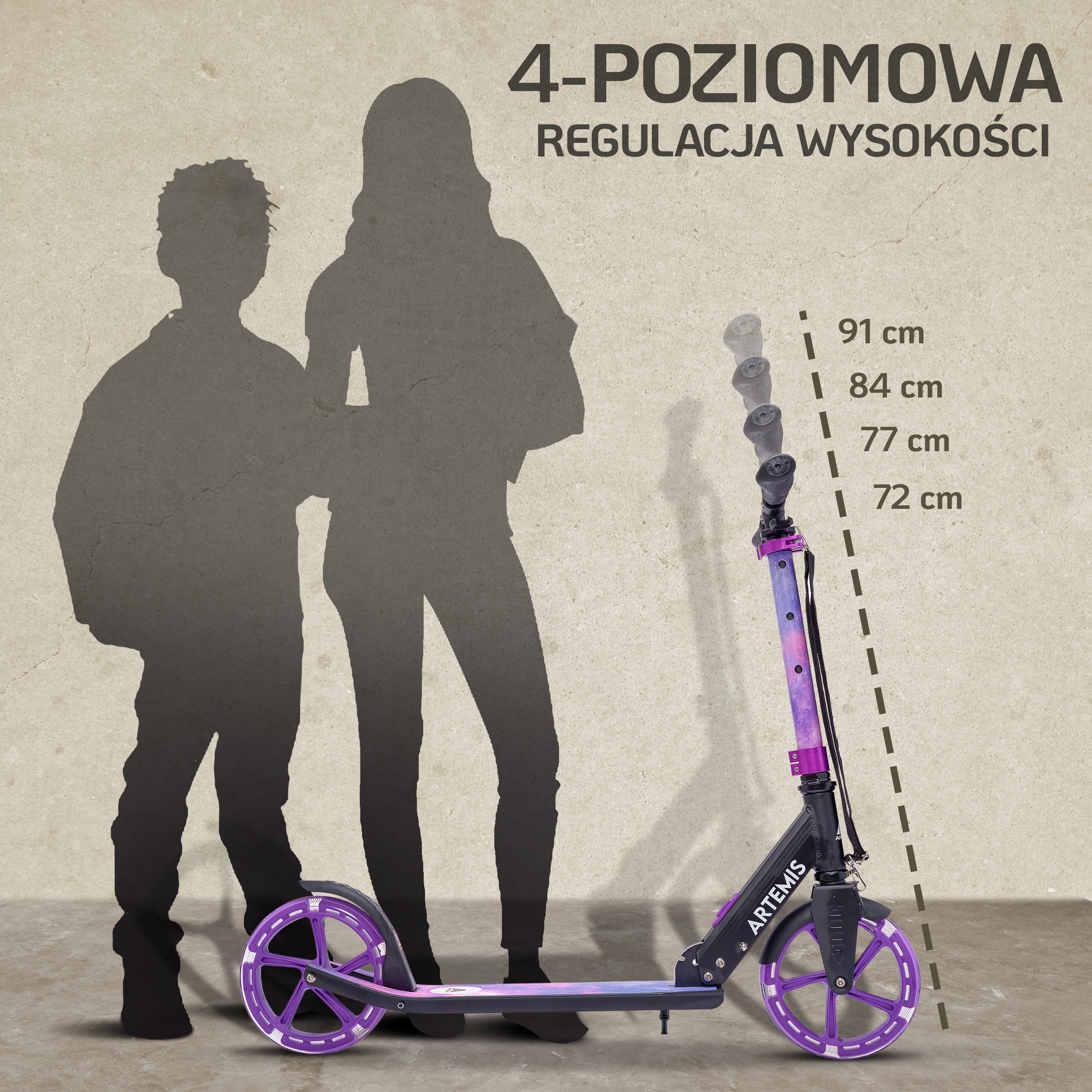 Apollo - Składana hulajnoga miejska „Artemis” z regulowaną wysokością kierownicy dla dzieci i młodzieży - Starlight