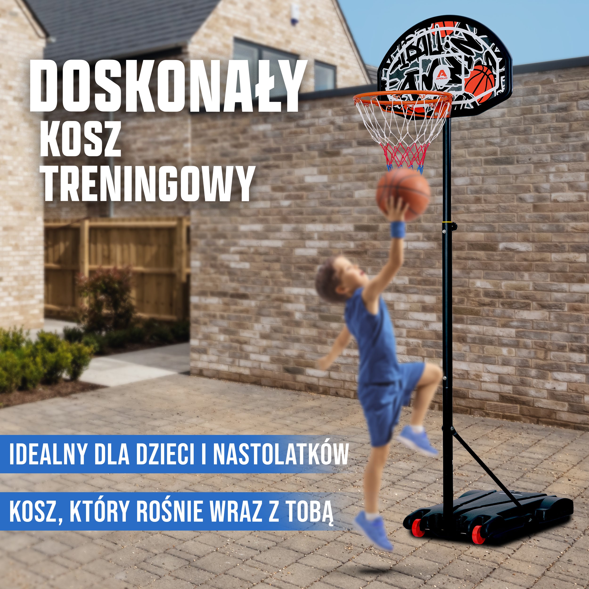 Apollo - Apollo kosz do koszykówki ze stojakiem i kółkami - Graffiti