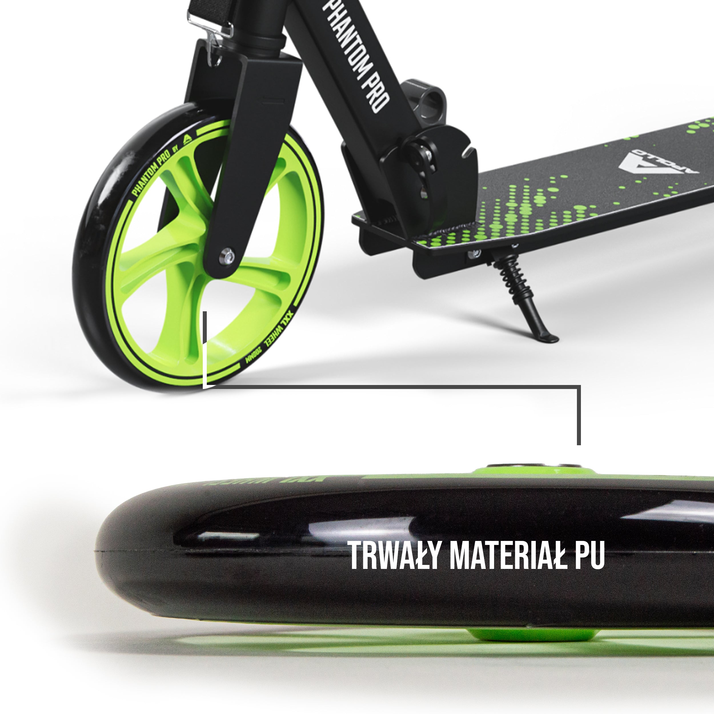 Apollo - 200 mm zestaw zapasowych kół do City Scooter - Phantom / Spectre - Zielony Czarny