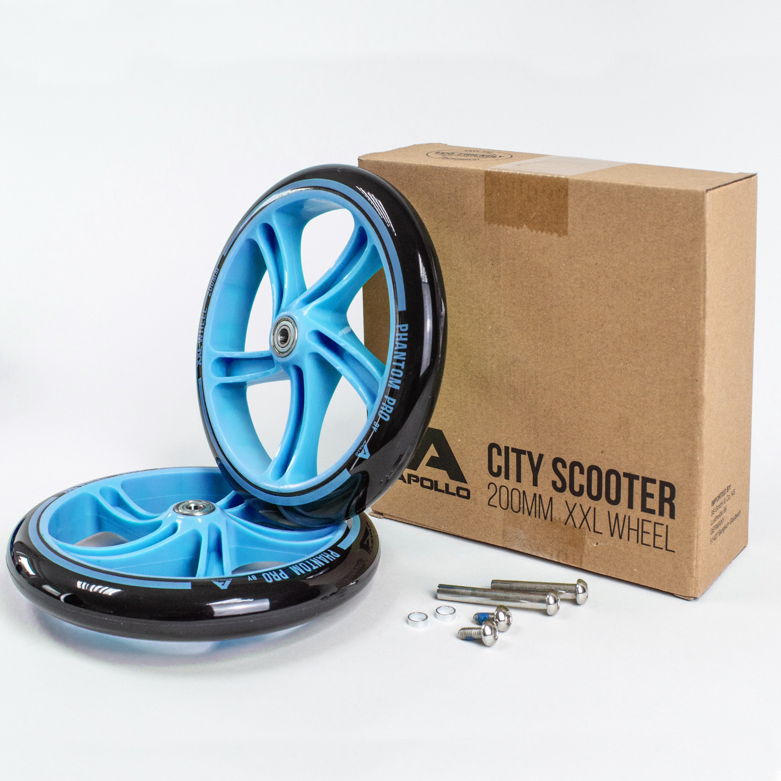 Apollo - 200 mm zestaw zapasowych kół do City Scooter - Phantom / Spectre - Niebieski Czarny