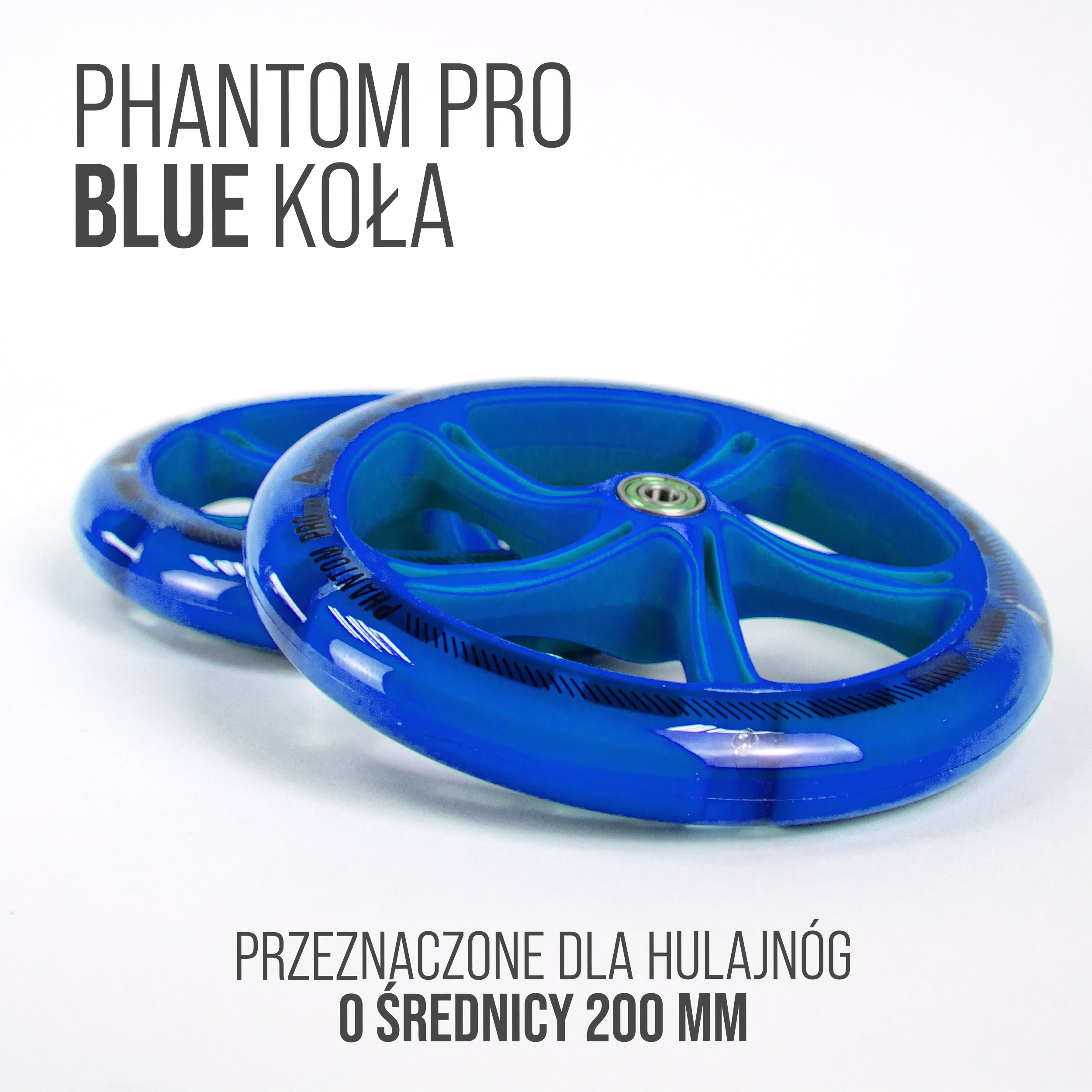Apollo - 200 mm zestaw zapasowych kół do City Scooter - Phantom / Spectre - LED Niebieski Transparent