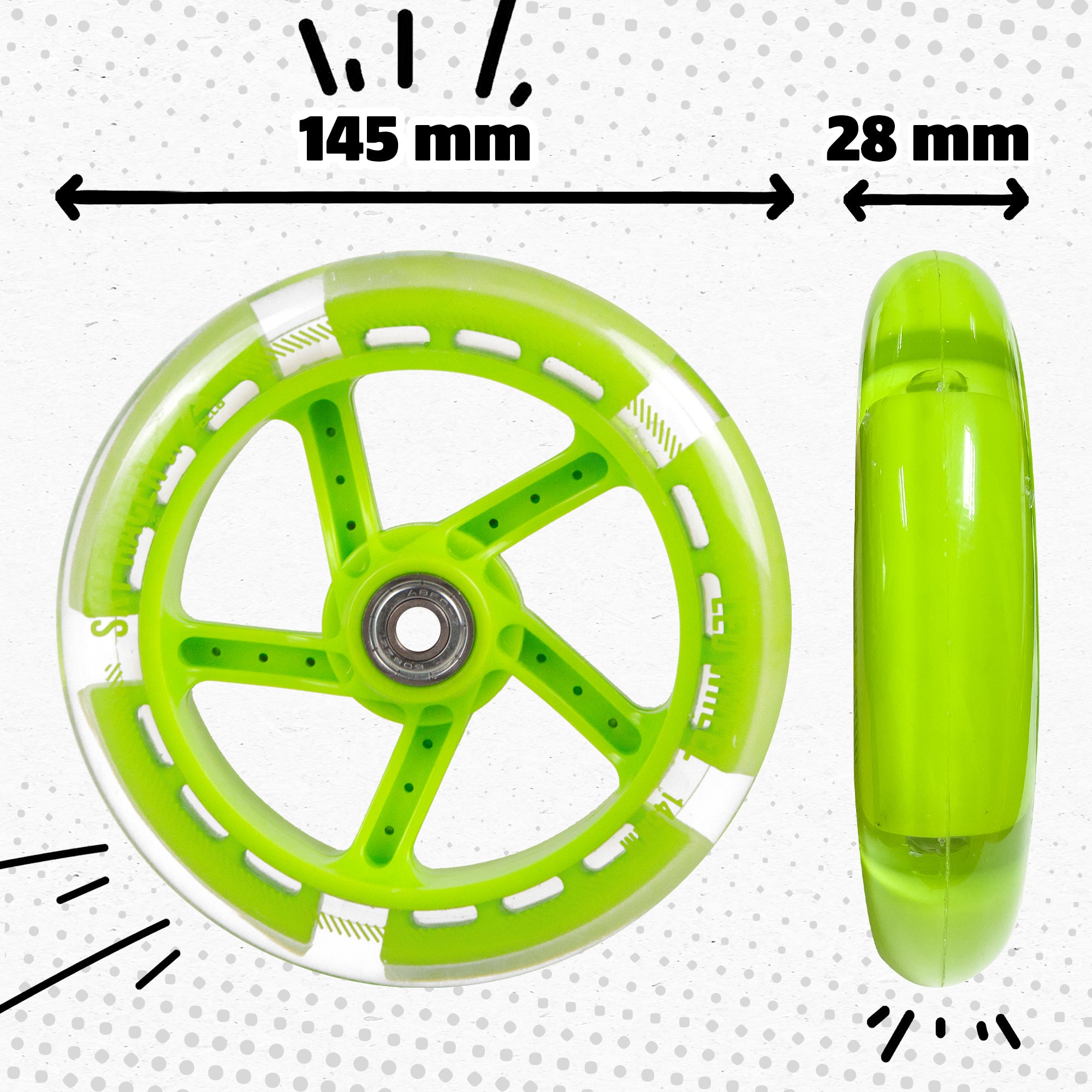Apollo - Zestaw zapasowych kół do Skyracer - 145 mm - Zielony