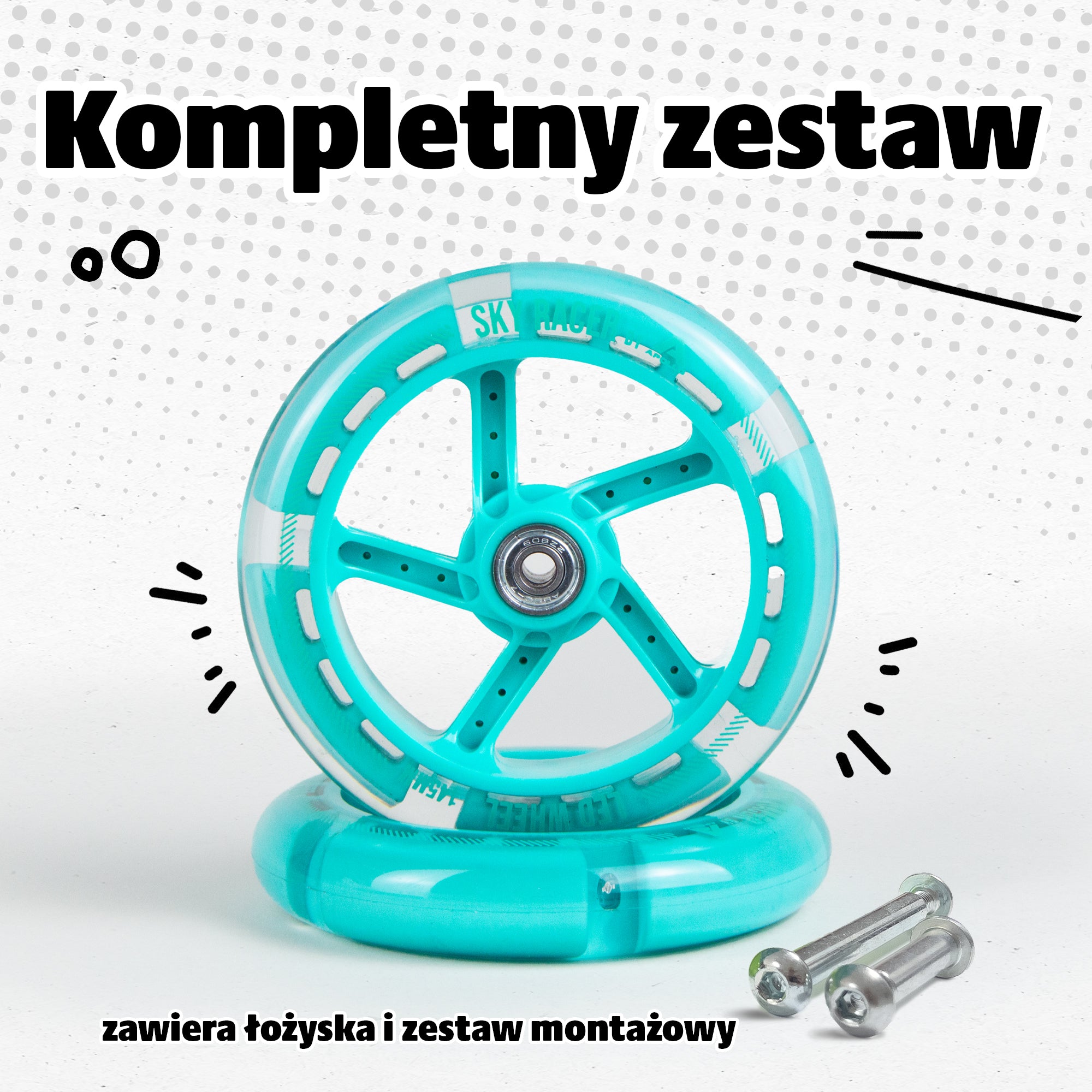 Apollo - Zestaw zapasowych kół do Skyracer - 145 mm - Jasnoniebieski