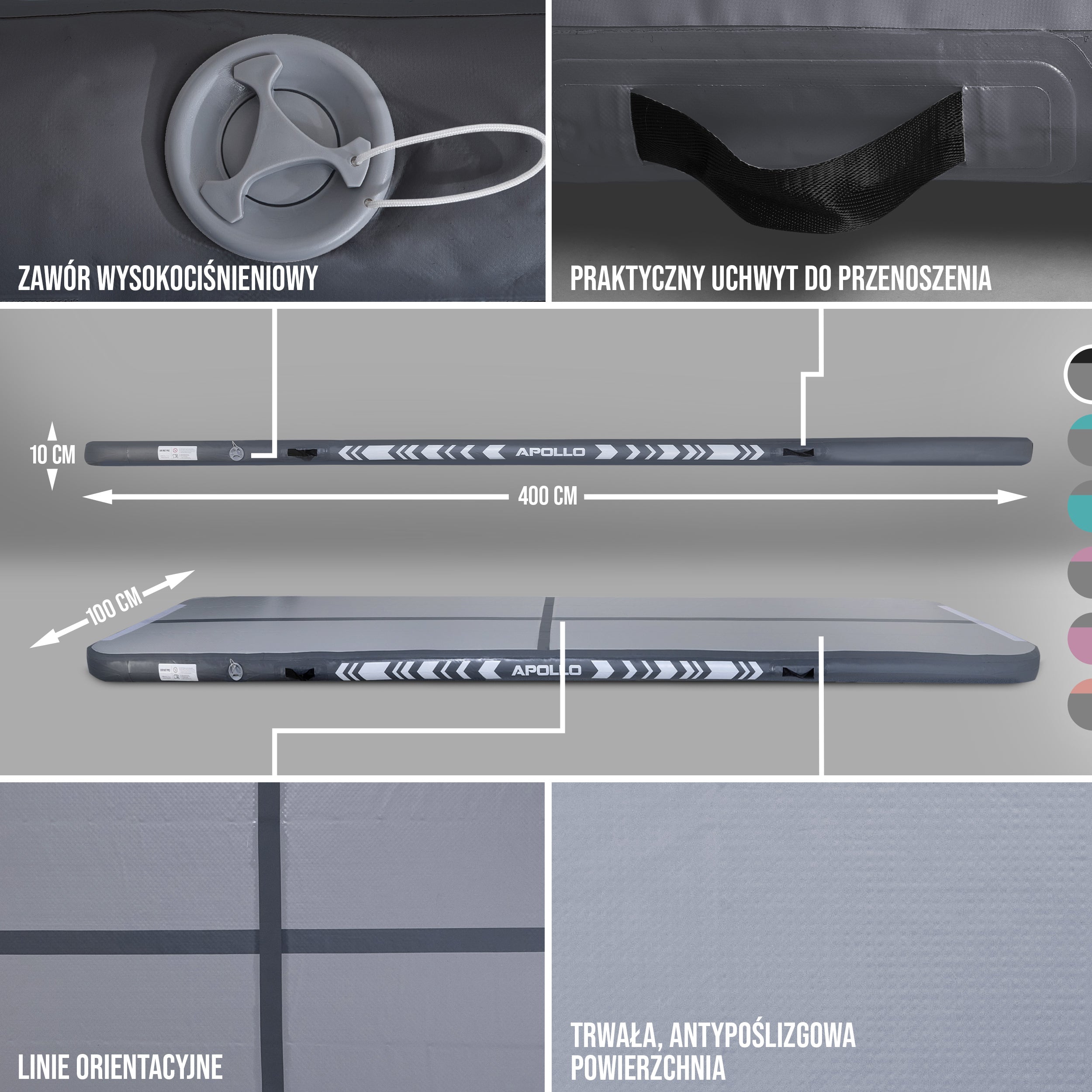 Apollo Funsport PL - Air Mat Pro - Mata powietrzna - Szary 400x100x10