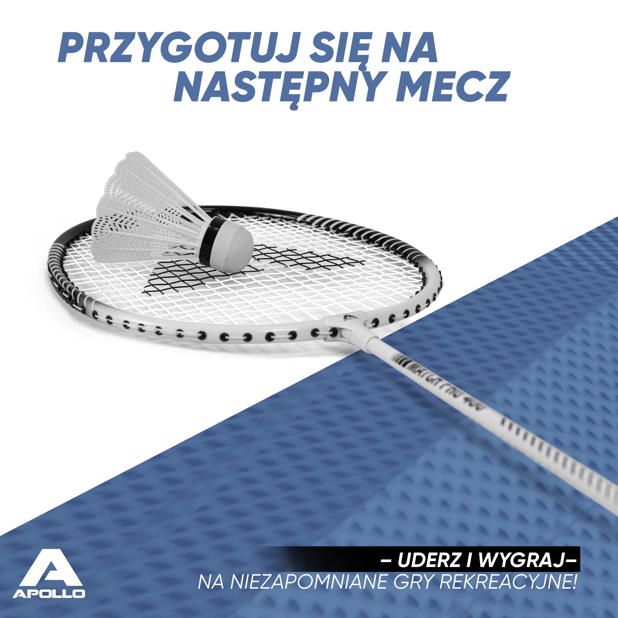 Apollo Funsport PL - Badminton Set Match Pro 400 - Rakieta do badmintona dla dzieci i dorosłych - Biały Czarny