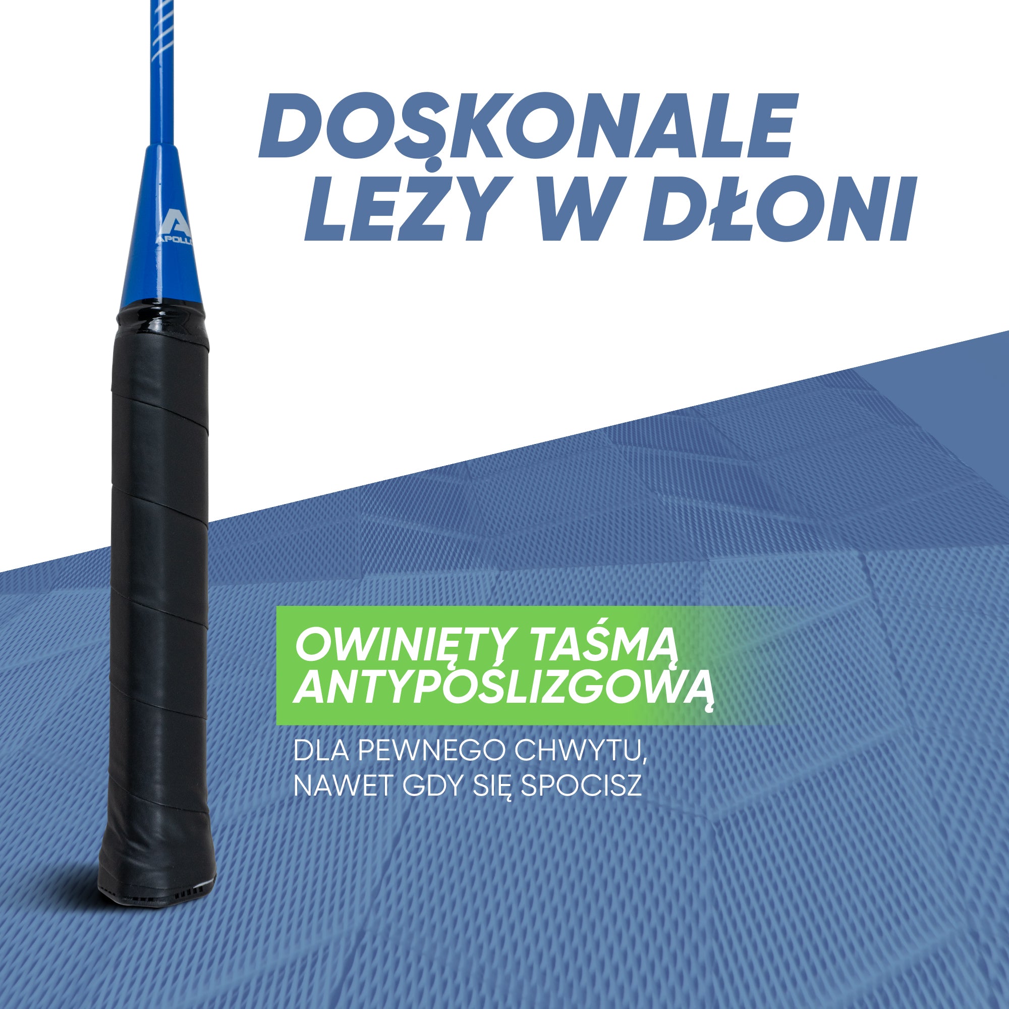 Apollo Funsport PL - Badminton Set Match Pro 400 - Rakieta do badmintona dla dzieci i dorosłych - Niebieski Zielony