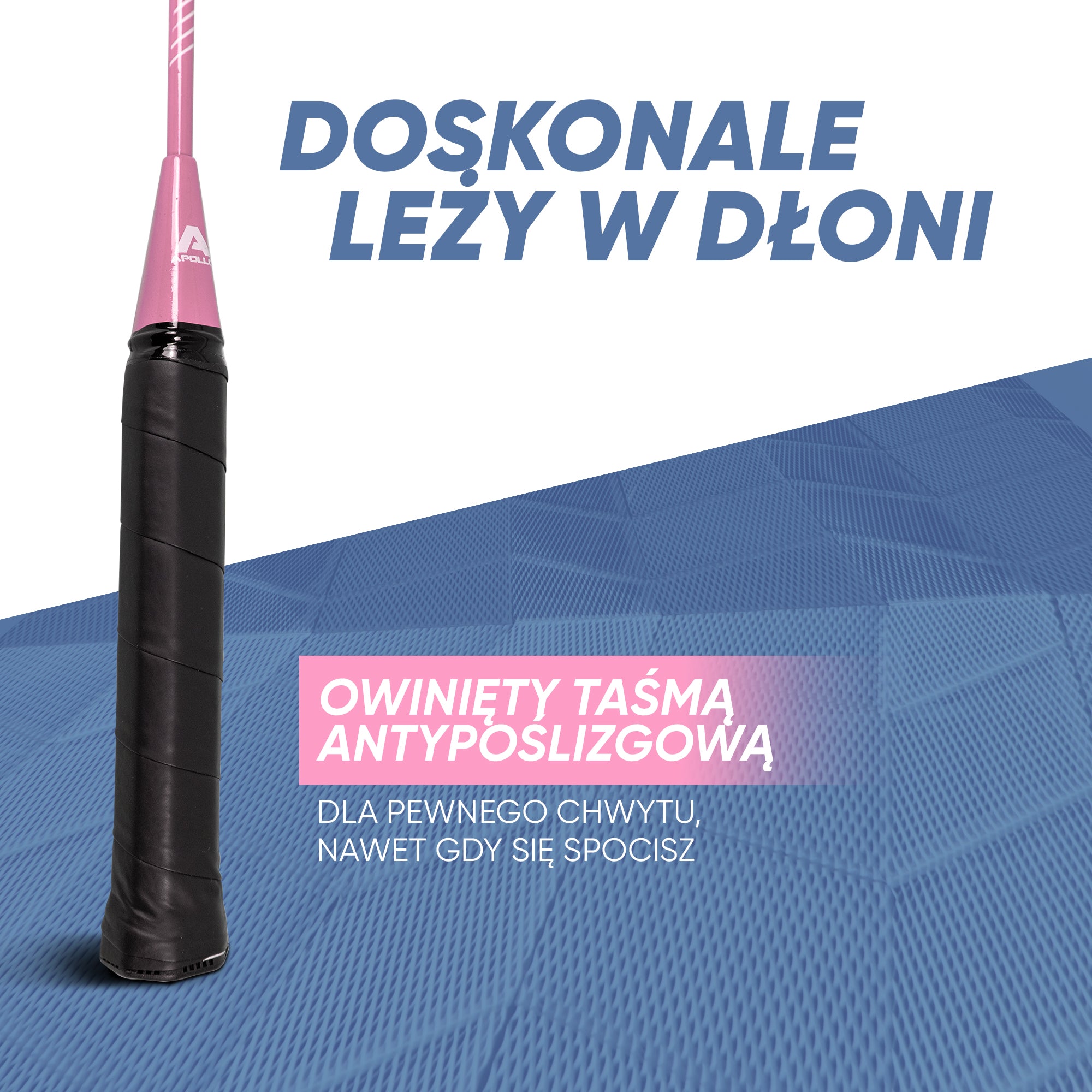 Apollo Funsport PL - Badminton Set Match Pro 400 - Rakieta do badmintona dla dzieci i dorosłych - Niebieski Różowy