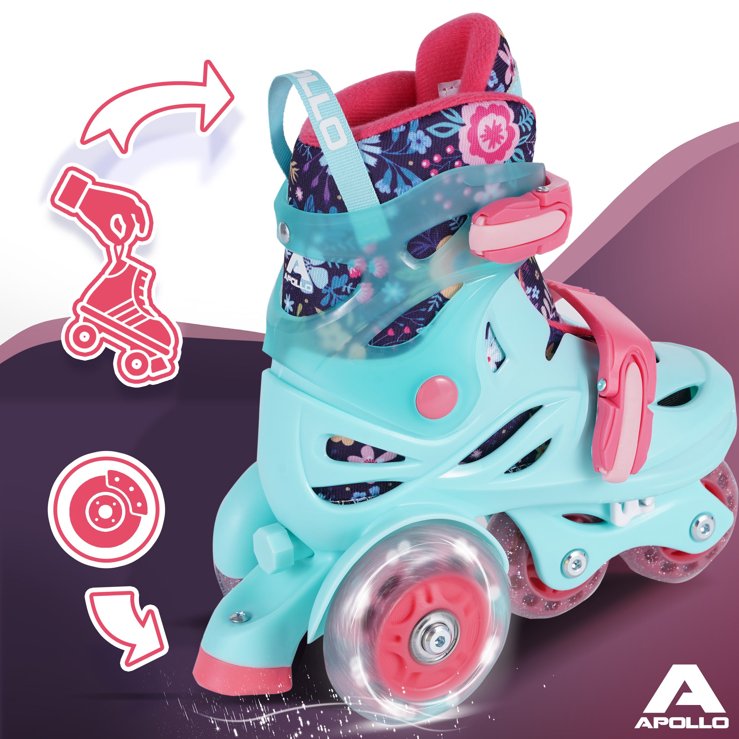 Apollo Kids My 1st Skates regulowane wrotki dla dzieci, rozmiar 26-30 Miętowy