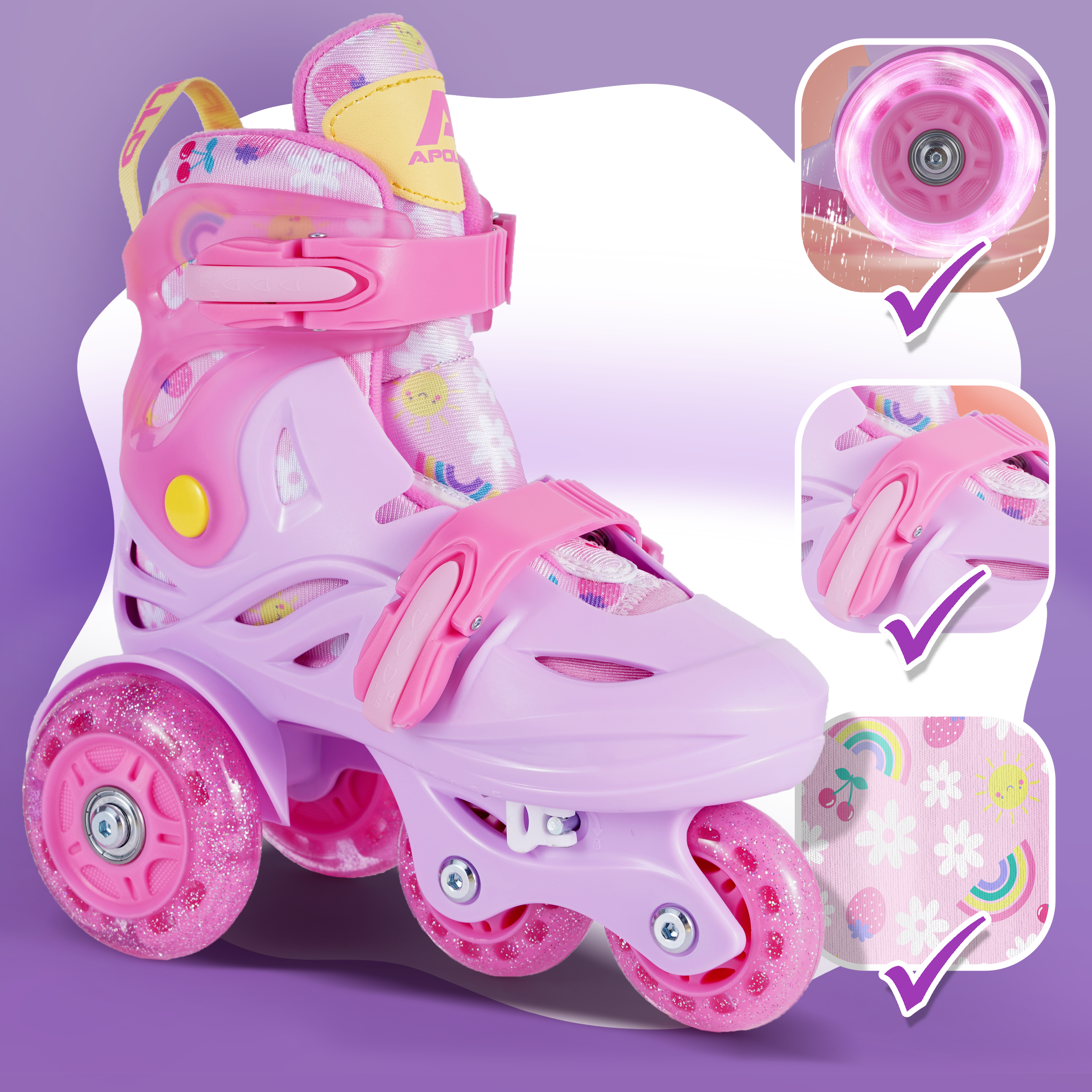 Apollo Kids My 1st Skates regulowane wrotki dla dzieci, rozmiar 26-30 Różowy