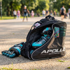 Apollo Funsport PL - Praktyczna torba na łyżwy i rolki, elegancka torba transportowa na skates & rolki wraz z akcesoriami - Czarny