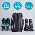 Apollo Funsport PL - Praktyczna torba na łyżwy i rolki, elegancka torba transportowa na skates & rolki wraz z akcesoriami - Czarny