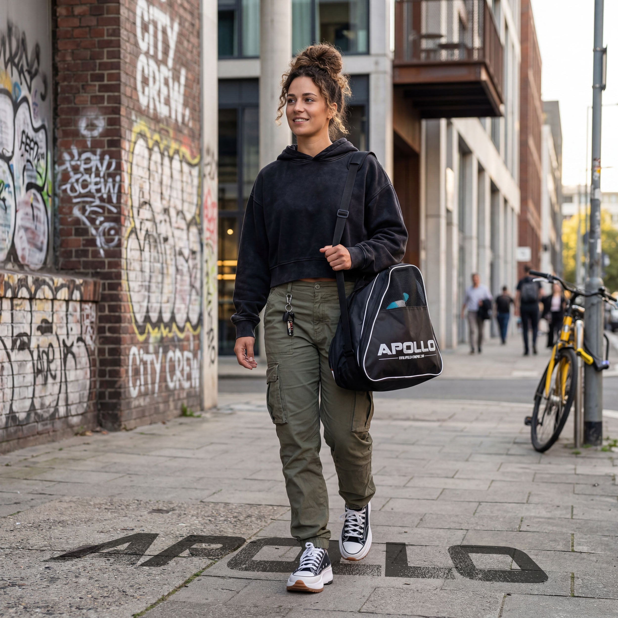 Apollo Funsport PL - Praktyczna torba na łyżwy i rolki, elegancka torba transportowa na skates & rolki wraz z akcesoriami - Czarny