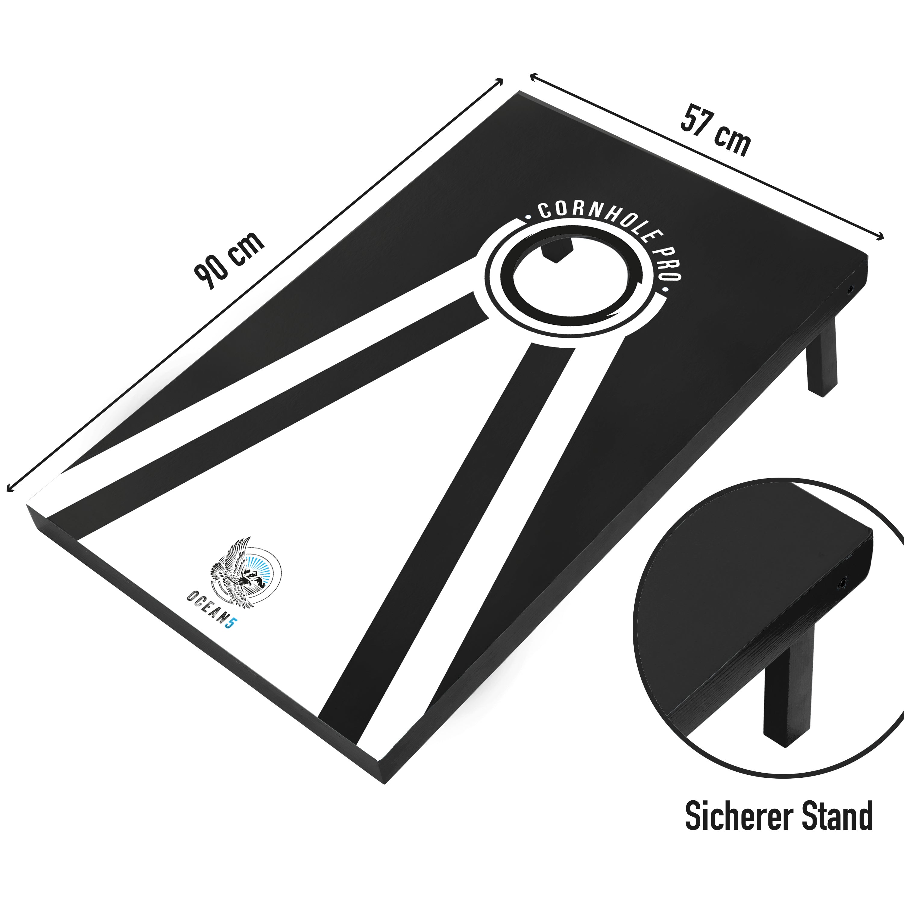 Ocean 5 - Cornhole Pro - duża gra w rzucanie woreczków, gra na świeżym powietrzu, gra w rzucanie - Czarny