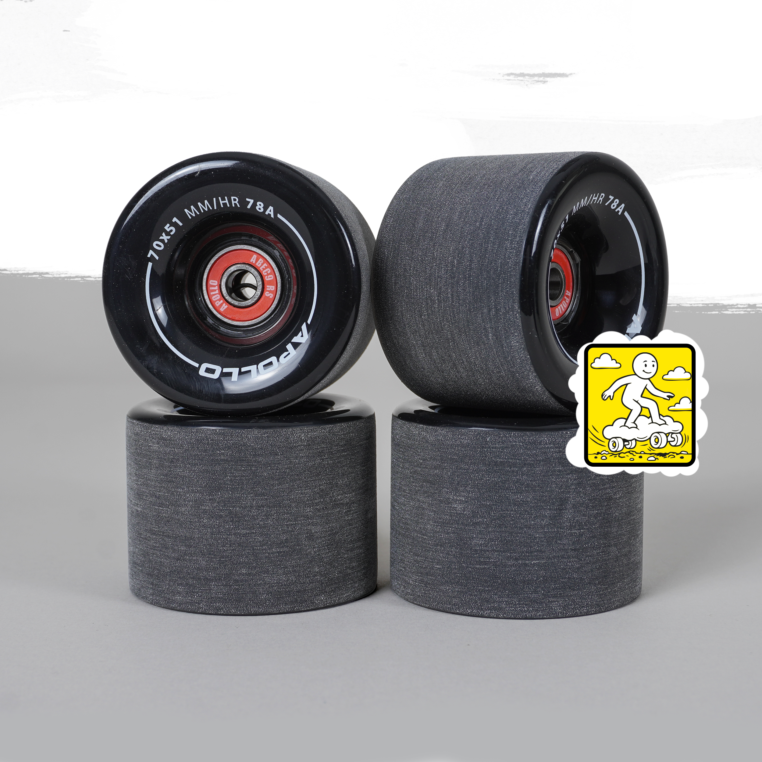 Apollo Funsport PL - Kółka Apollo Black do Longboarda i Skateboarda - Black - 70 x 51