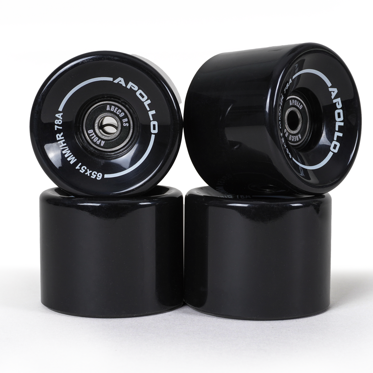 Apollo Funsport PL - Kółka Apollo Black do Longboarda i Skateboarda - Black - 65 x 51
