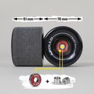 Apollo Funsport PL - Kółka Apollo Black do Longboarda i Skateboarda - Black - 70 x 51