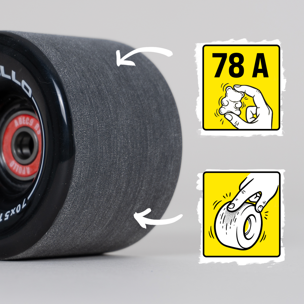 Apollo Funsport PL - Kółka Apollo Black do Longboarda i Skateboarda - Black - 70 x 51