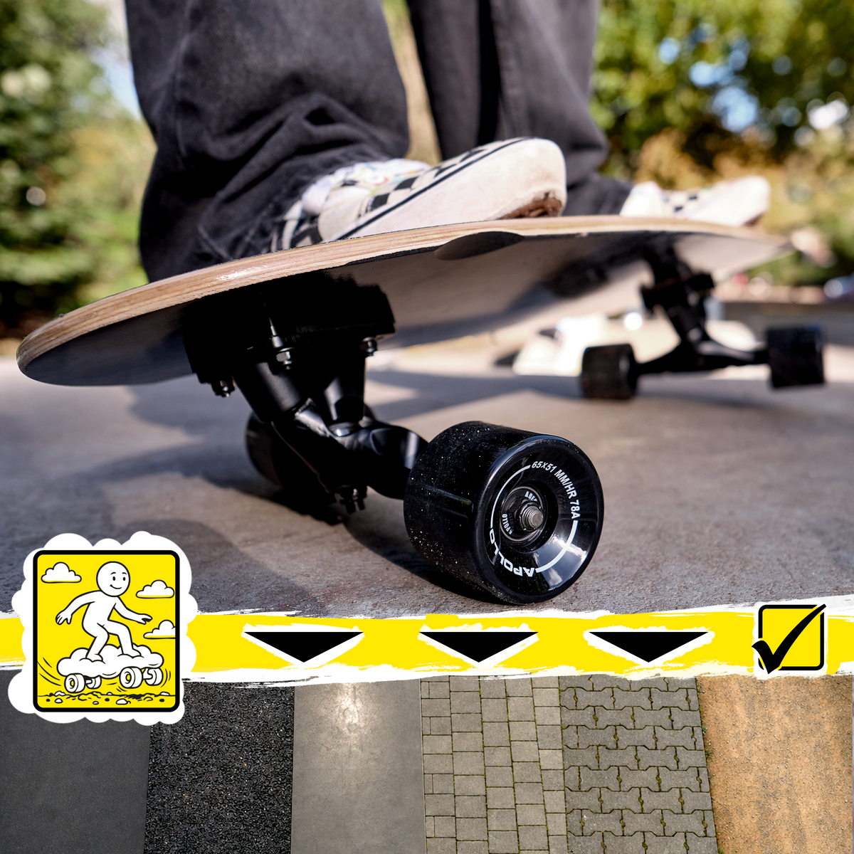 Apollo Funsport PL - Kółka Apollo Black do Longboarda i Skateboarda - Black - 70 x 51